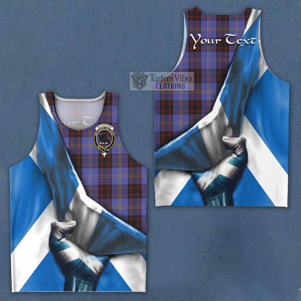 Tartan Vibes Clothing Rutherford Tartan Men's Tank Top with Family Crest Scotland Patriotic Style