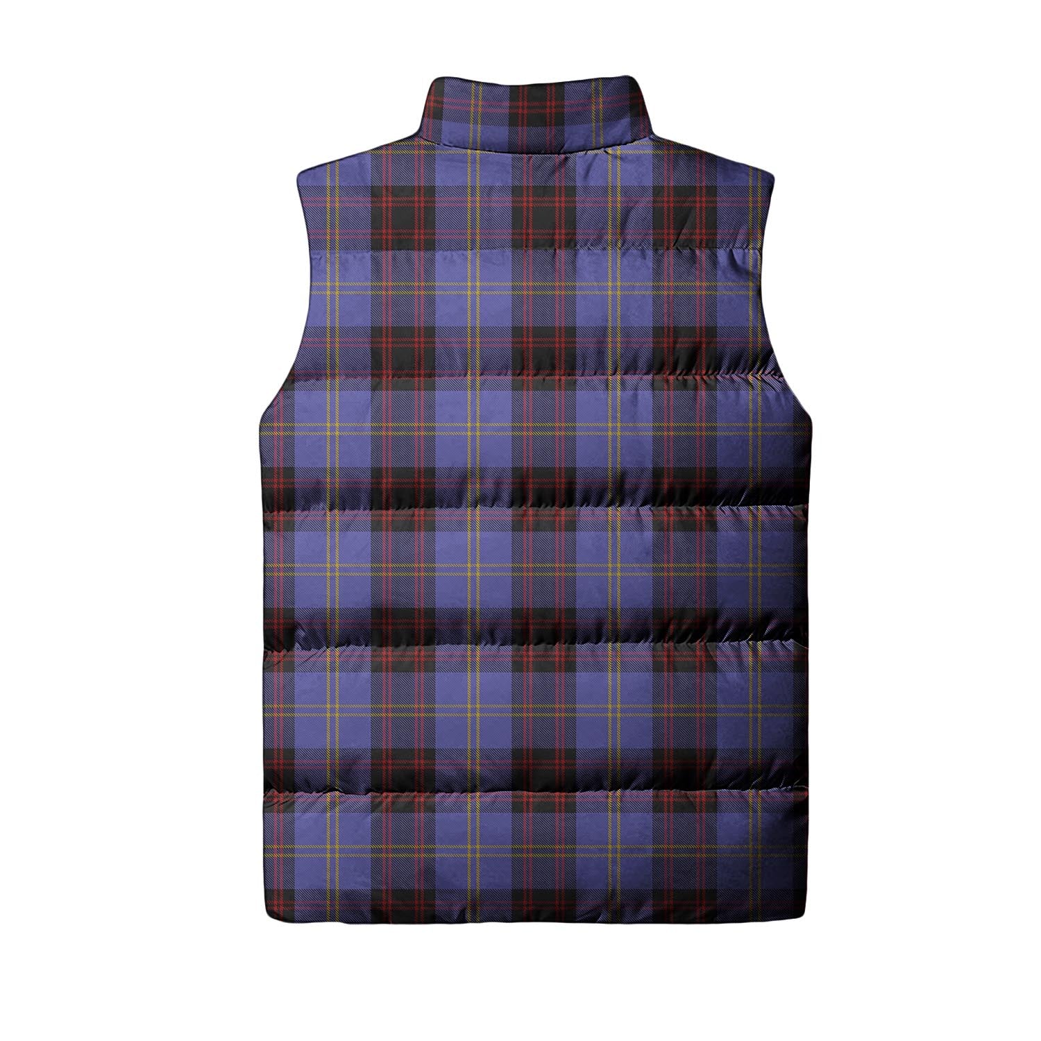 Rutherford Tartan Sleeveless Puffer Jacket with Family Crest - Tartanvibesclothing