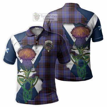 Rutherford Tartan Family Crest Polo Shirt Scottish Thistle Celtic Inspired