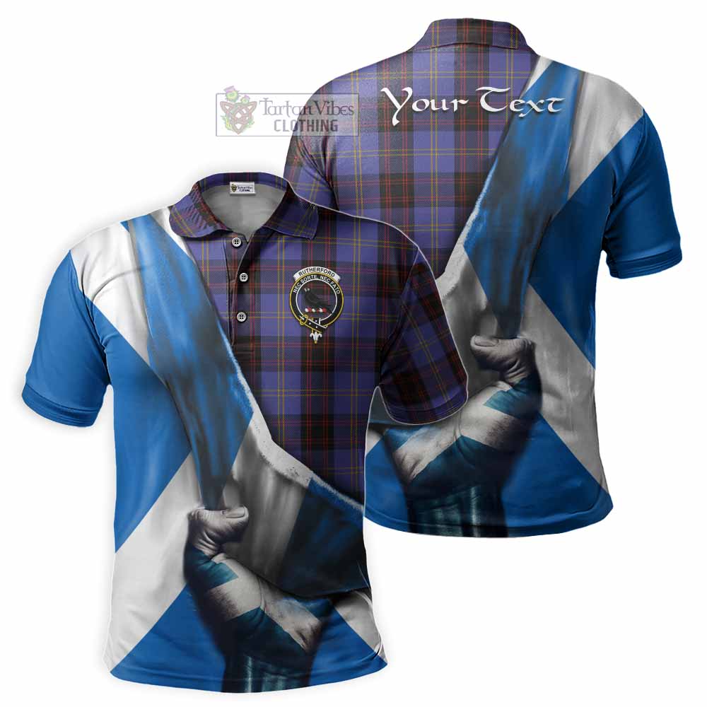 Tartan Vibes Clothing Rutherford Tartan Polo Shirt with Family Crest Scotland Patriotic Style