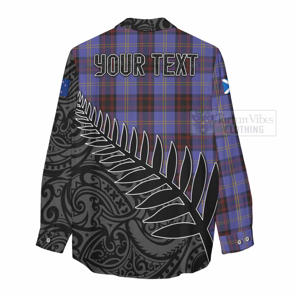 Tartan Vibes Clothing Rutherford Crest Tartan Women's Casual Shirt with New Zealand Silver Fern Half Style