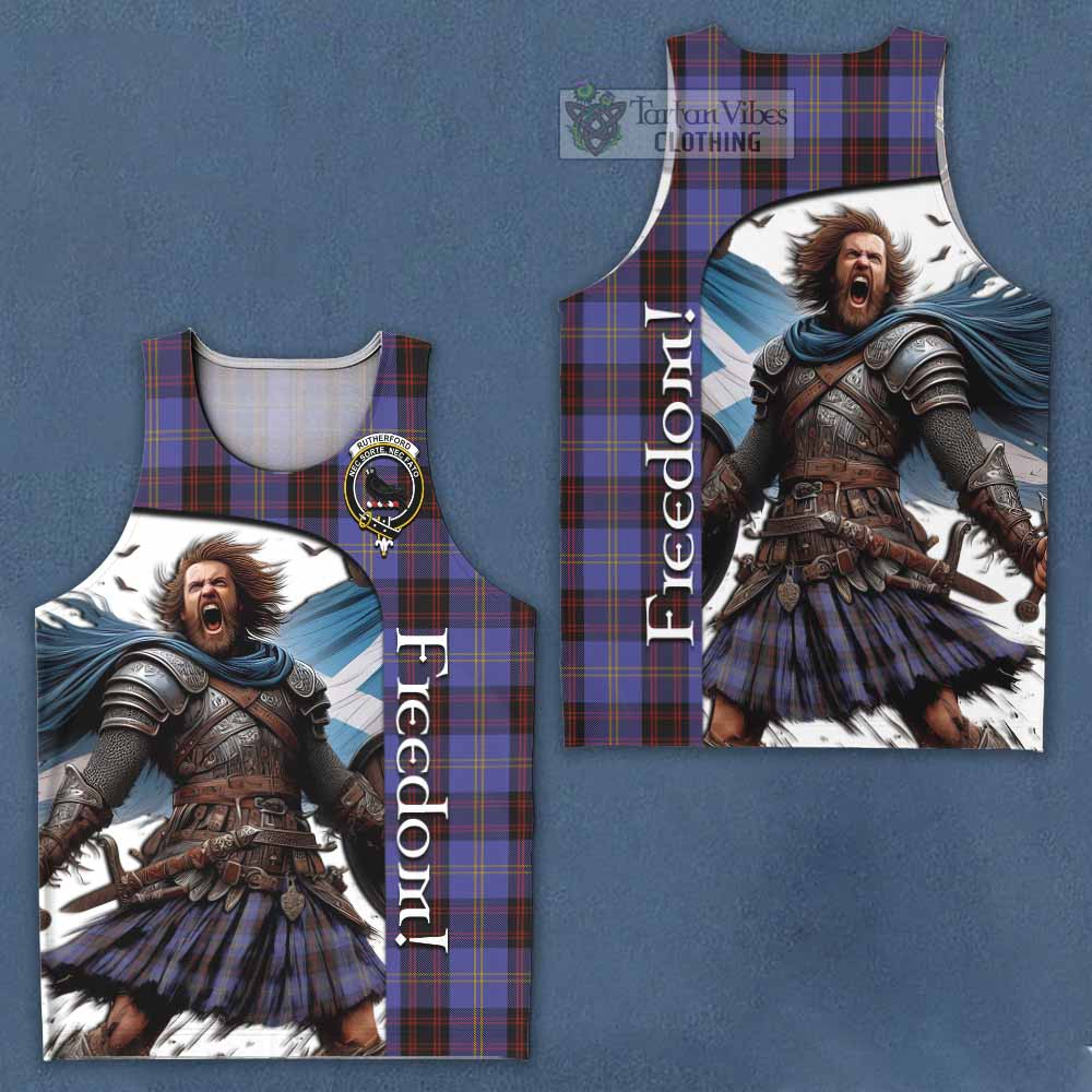 Tartan Vibes Clothing Rutherford Crest Tartan Men's Tank Top Inspired by the Freedom of Scottish Warrior