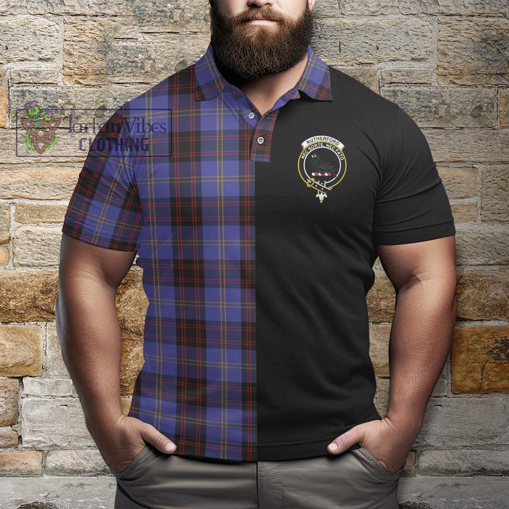 Rutherford Tartan Polo Shirt with Family Crest and Half Of Me Style - Tartanvibesclothing Shop