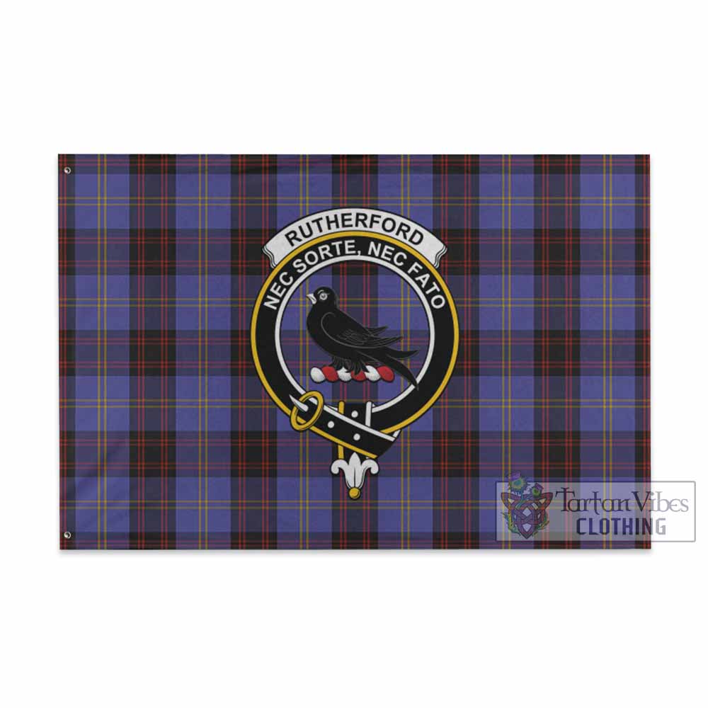 Tartan Vibes Clothing Rutherford Tartan House Flag with Family Crest