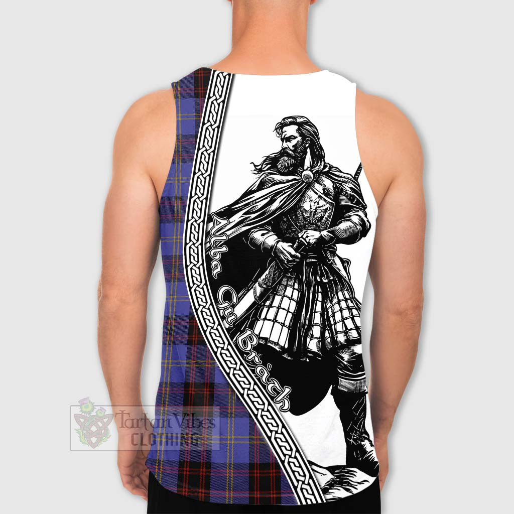 Tartan Vibes Clothing Rutherford Tartan Clan Crest Men's Tank Top with Highlander Warrior Celtic Style