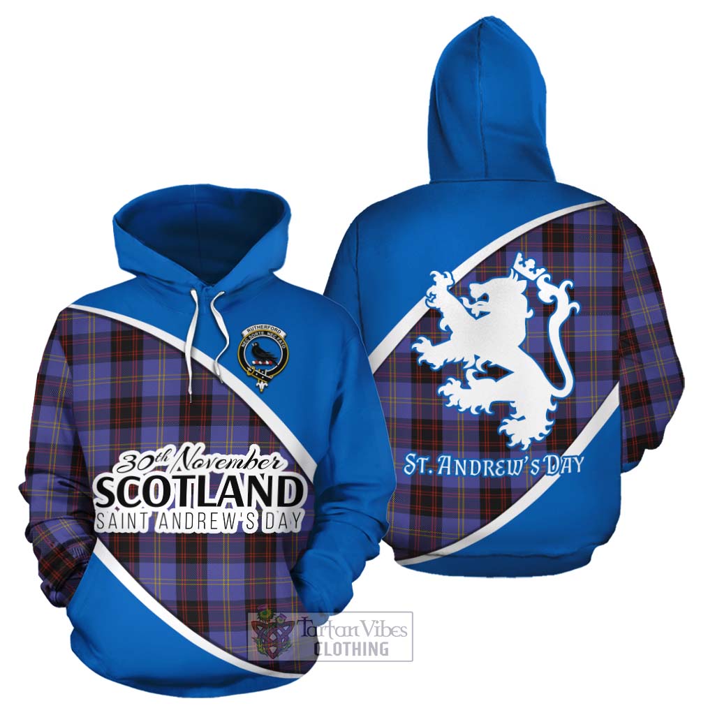 Tartan Vibes Clothing Rutherford Family Crest Tartan Cotton Hoodie Celebrate Saint Andrew's Day in Style