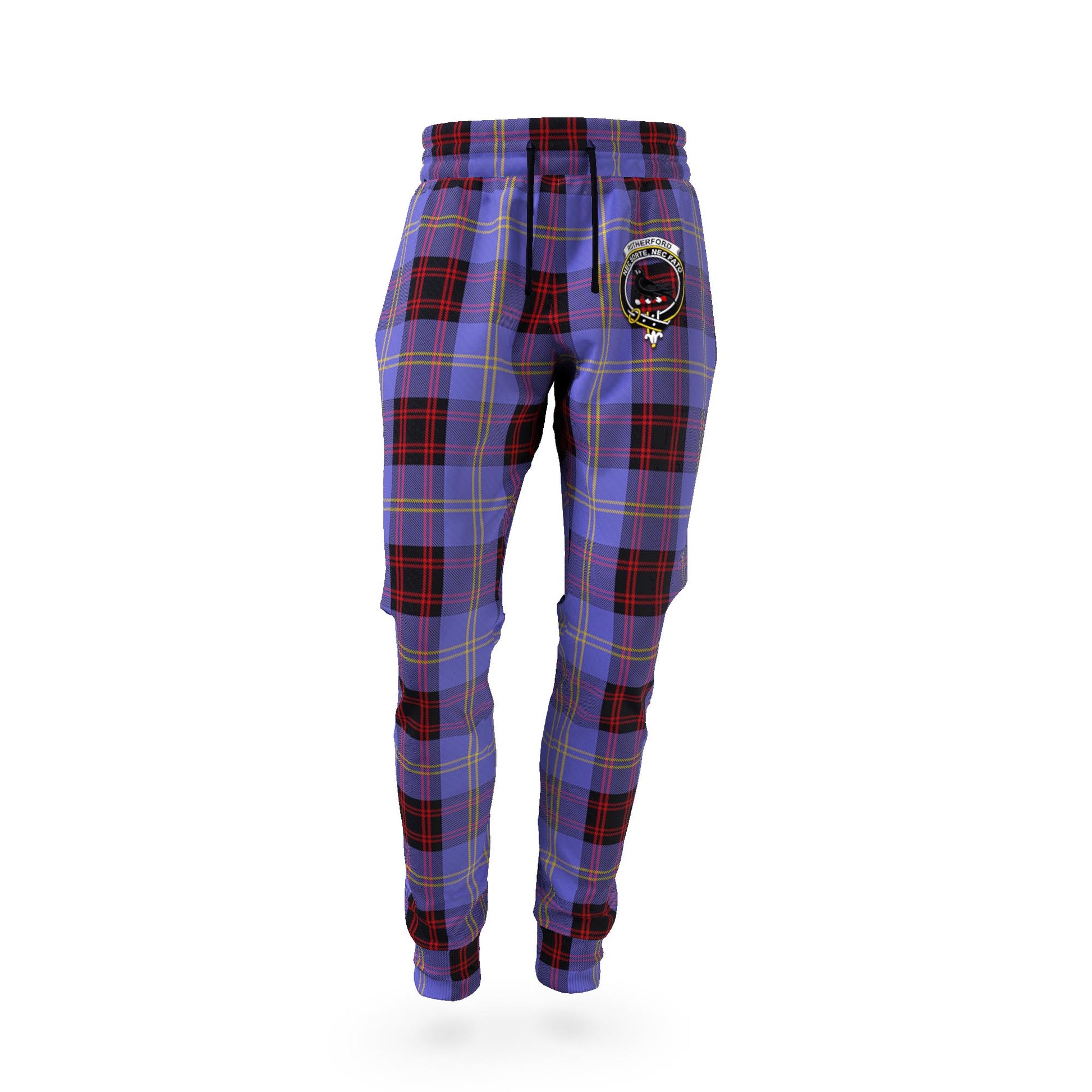 Rutherford Tartan Joggers Pants with Family Crest - Tartan Vibes Clothing