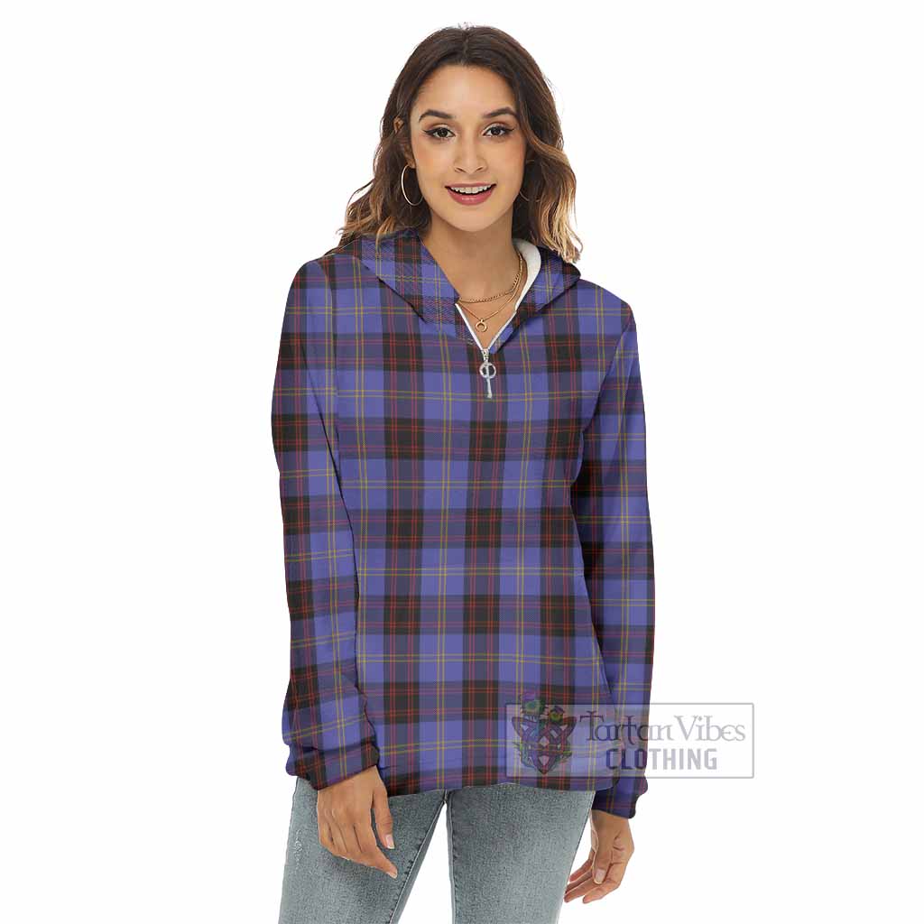Tartan Vibes Clothing Rutherford Tartan Women's Borg  Half Zip Fleece Hoodie