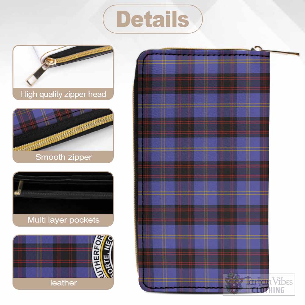 Tartan Vibes Clothing Rutherford Tartan Women's Leather Wallet with Family Crest