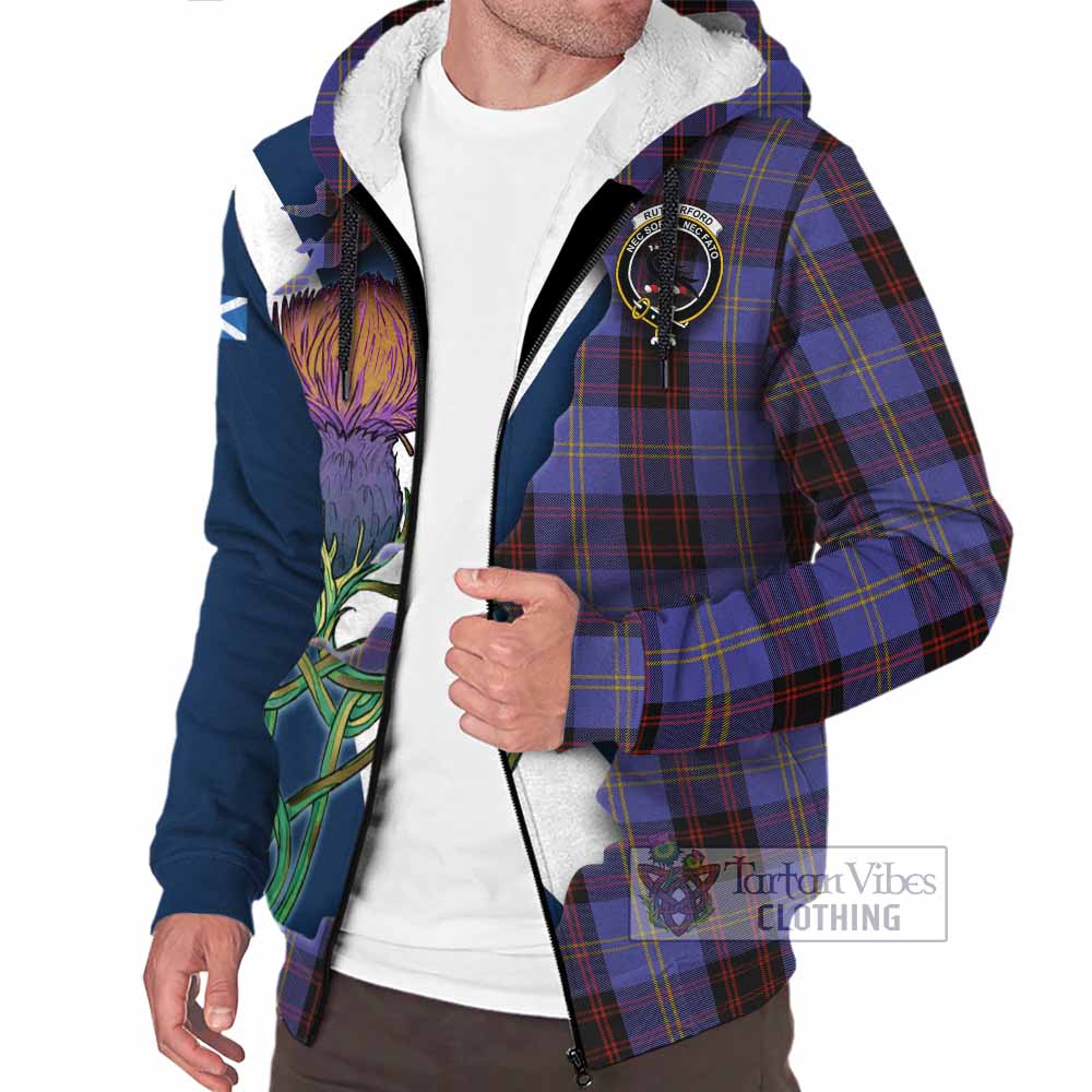 Rutherford Tartan Family Crest Sherpa Hoodie Scottish Thistle Celtic Inspired - Tartan Vibes Clothing