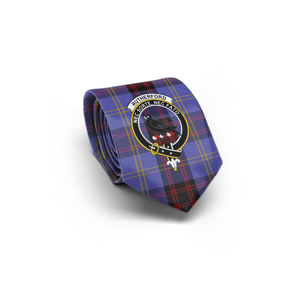 Rutherford Tartan Classic Necktie with Family Crest - Tartan Vibes Clothing