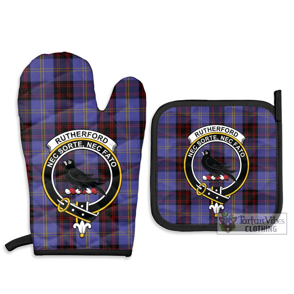Rutherford Tartan Combo Oven Mitt & Pot-Holder with Family Crest Combo 1 Oven Mitt & 2 Pot-Holder Black - Tartan Vibes Clothing