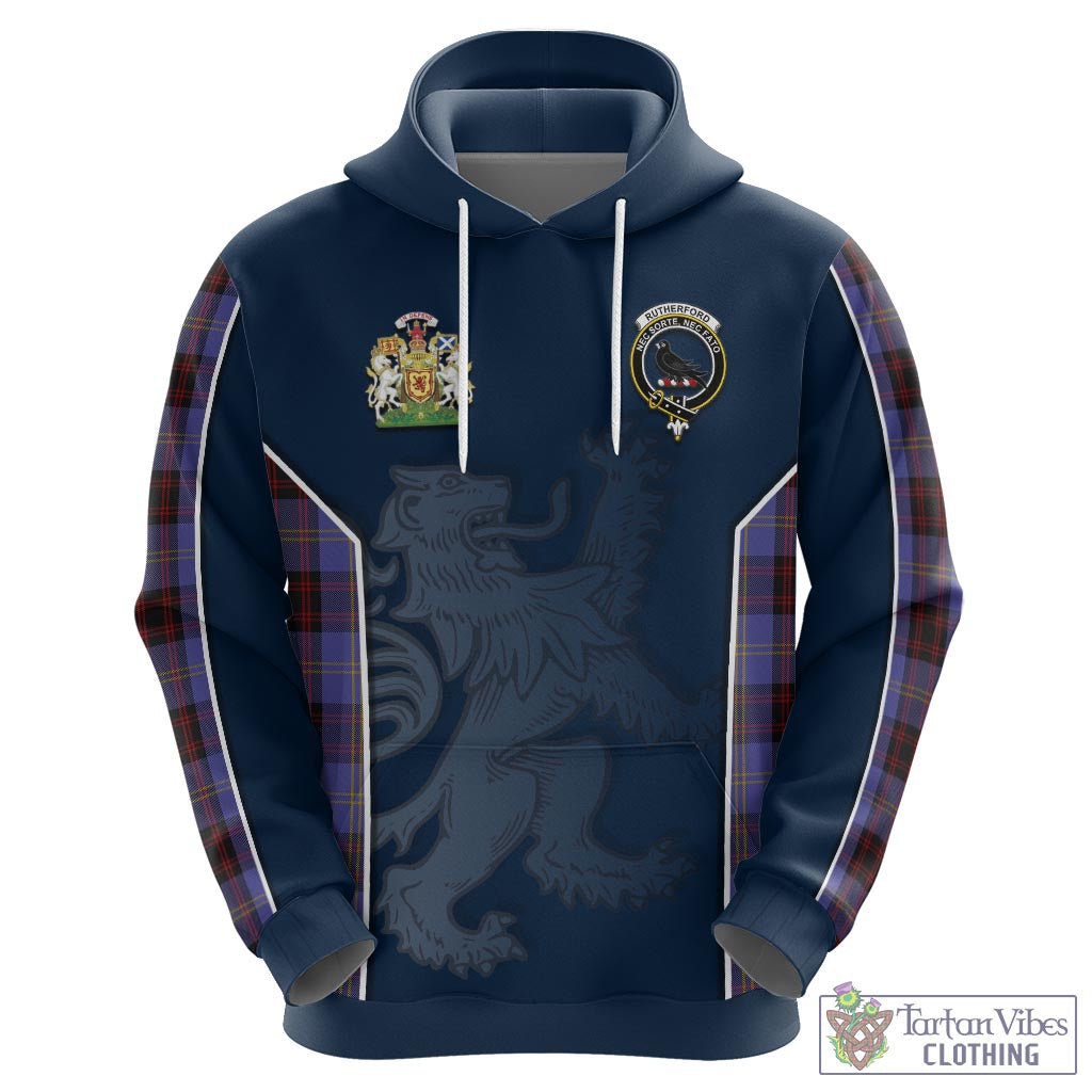 Tartan Vibes Clothing Rutherford Tartan Hoodie with Family Crest and Lion Rampant Vibes Sport Style