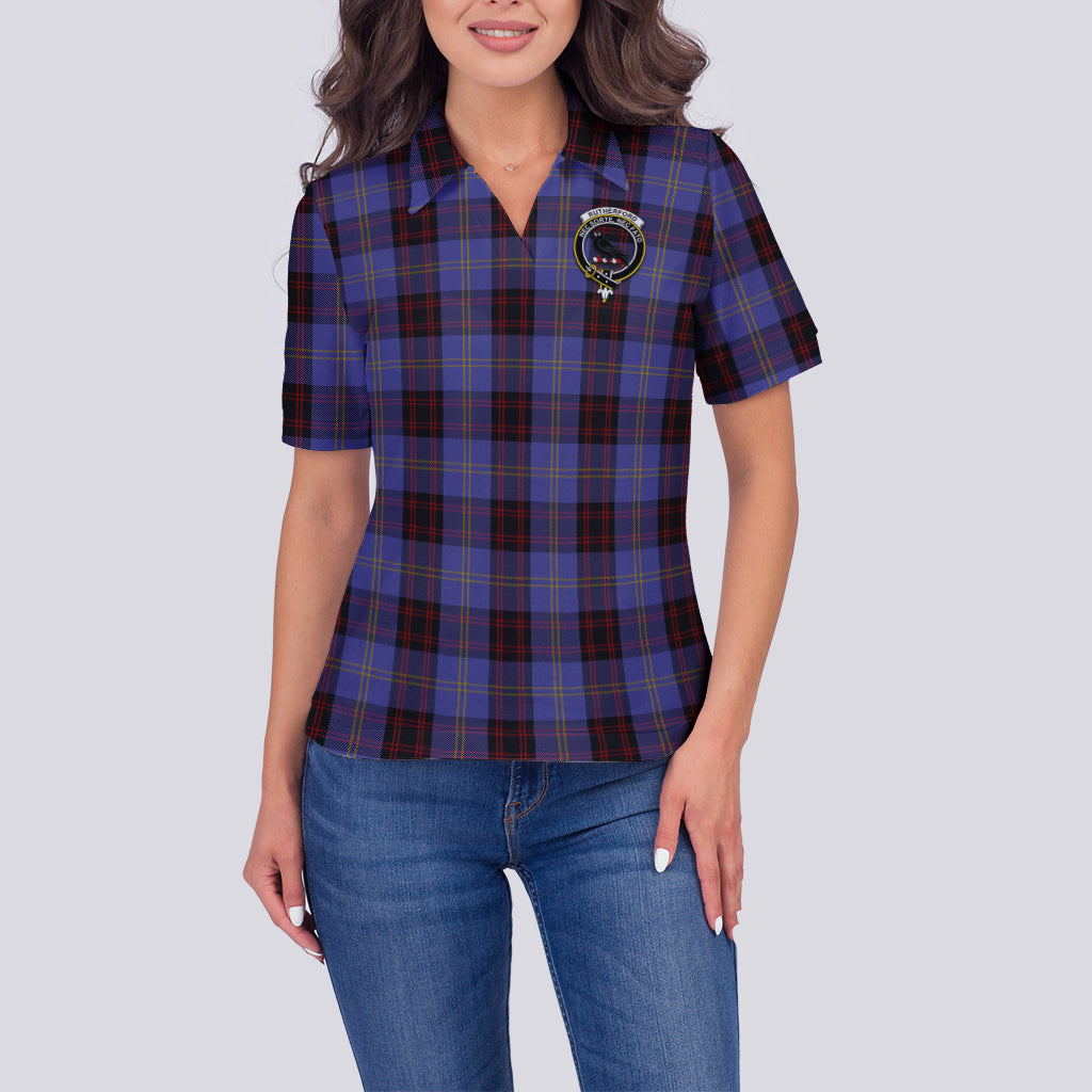 Rutherford Tartan Polo Shirt with Family Crest For Women - Tartan Vibes Clothing