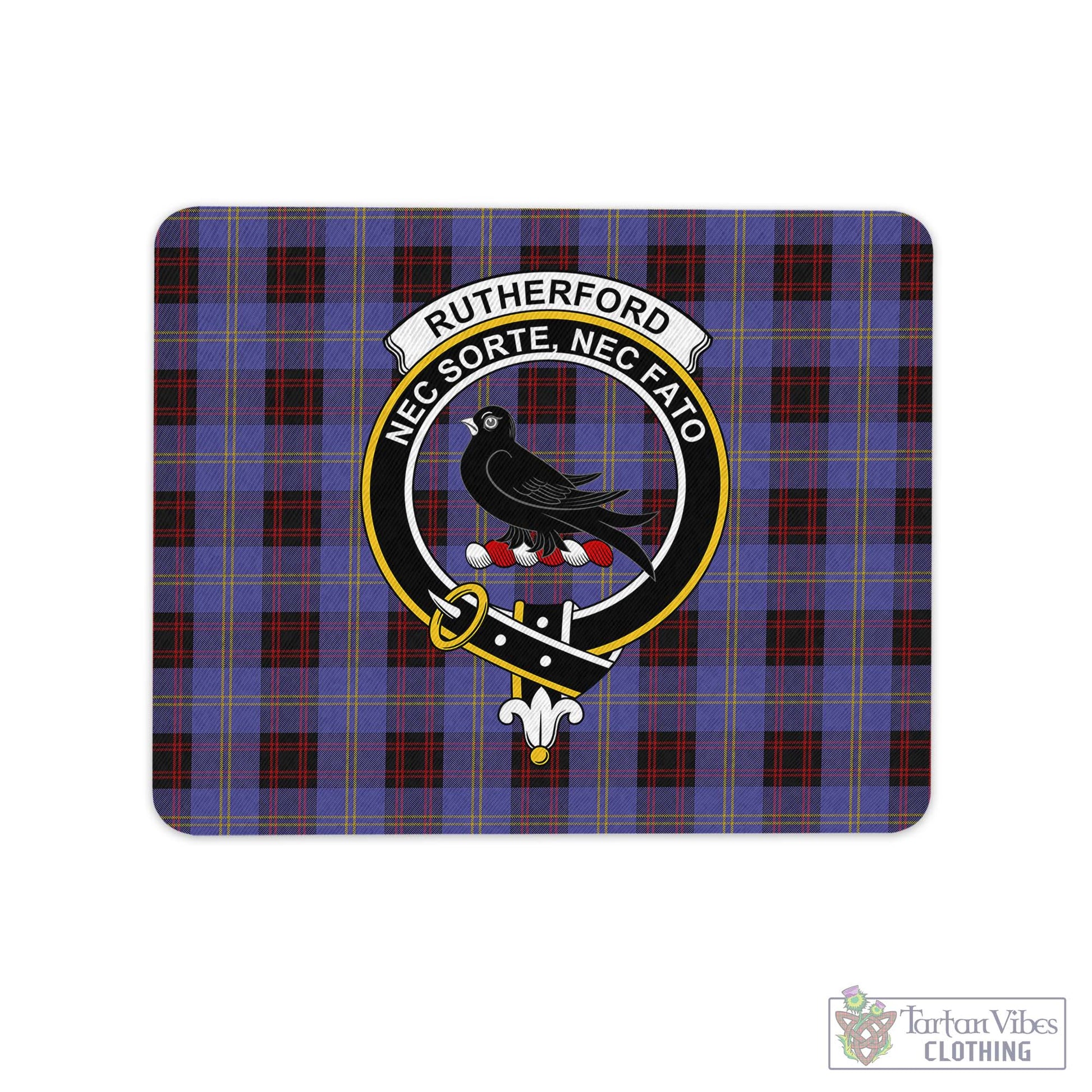 Tartan Vibes Clothing Rutherford Tartan Mouse Pad with Family Crest