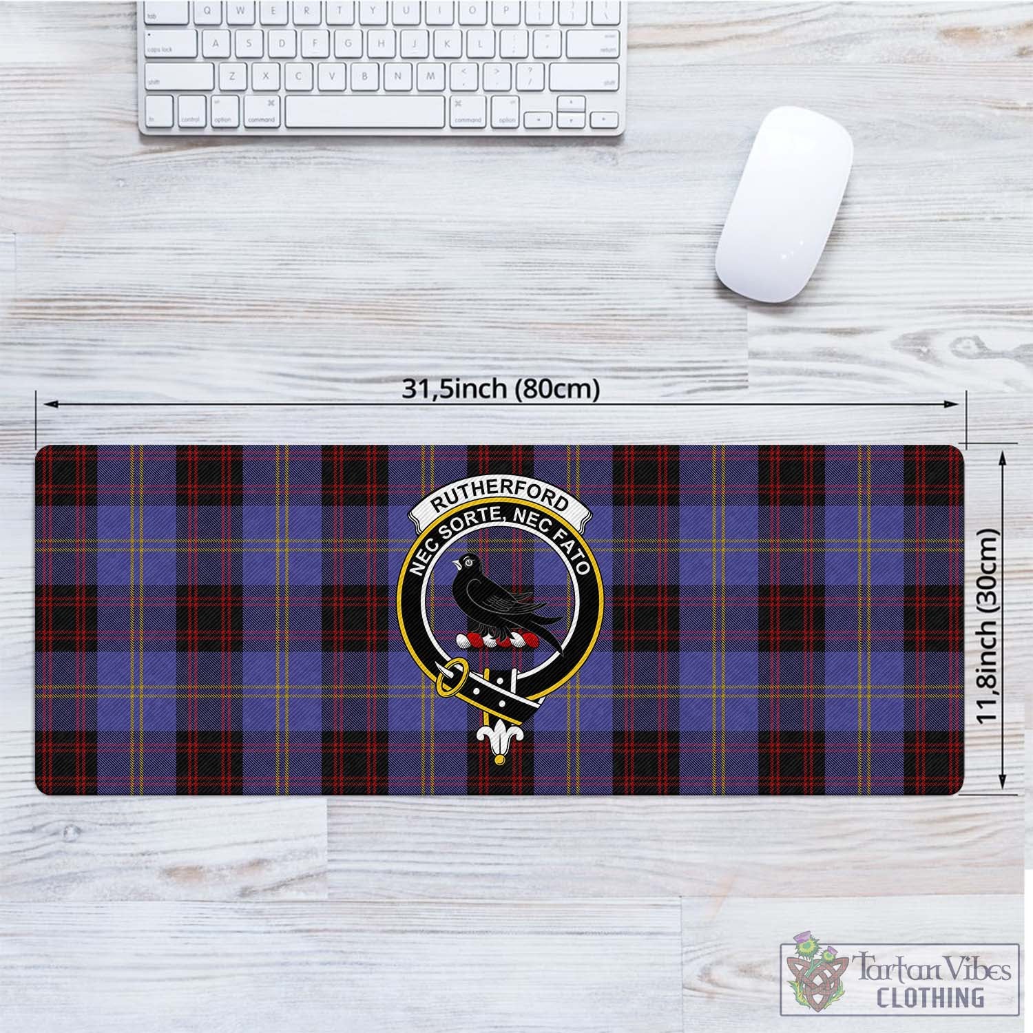Tartan Vibes Clothing Rutherford Tartan Mouse Pad with Family Crest