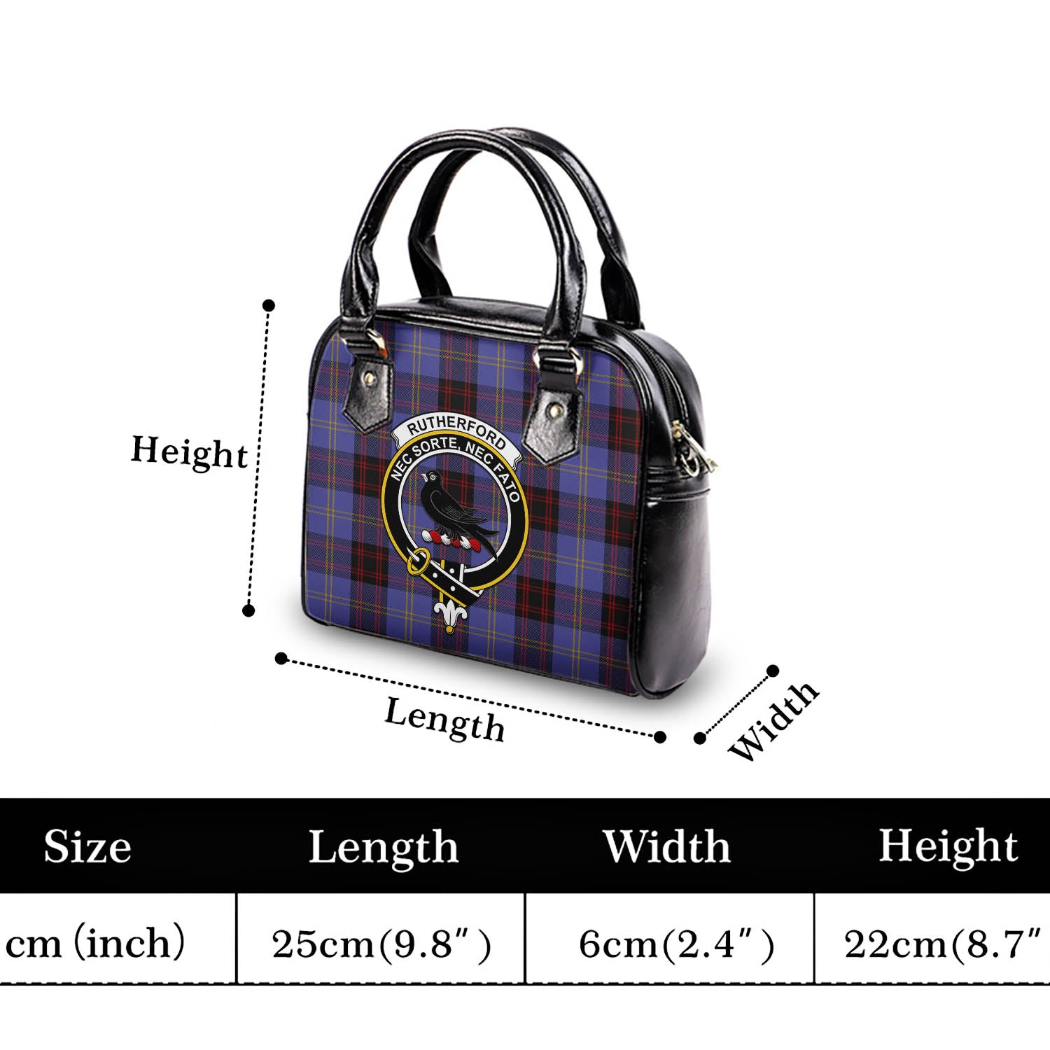 Rutherford Tartan Shoulder Handbags with Family Crest - Tartanvibesclothing