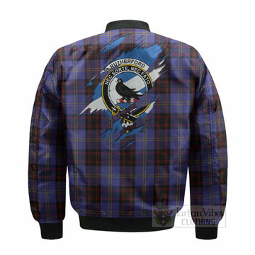 Rutherford Clan Crest In Me Tartan Bomber Jacket Scotland Flag Style
