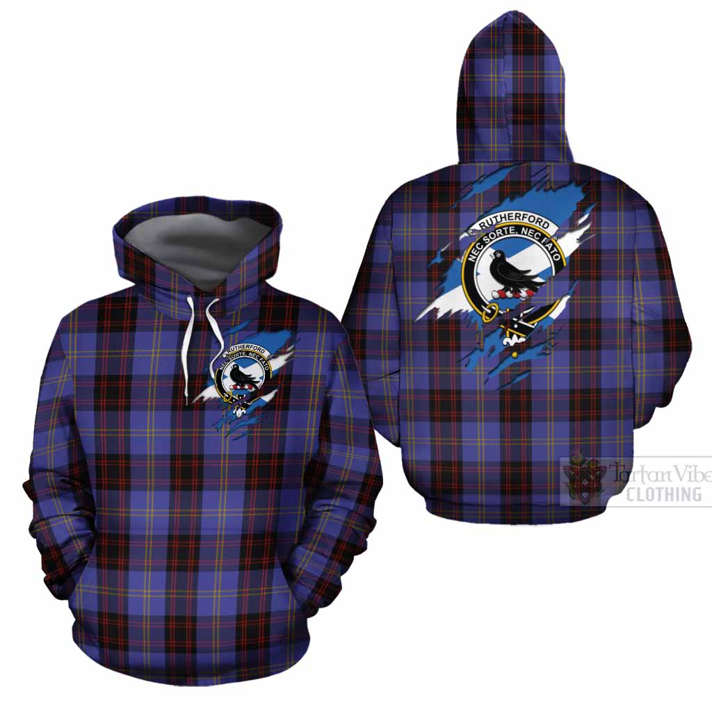 Rutherford Clan Crest In Me Tartan Cotton Hoodie Scotland Flag Style