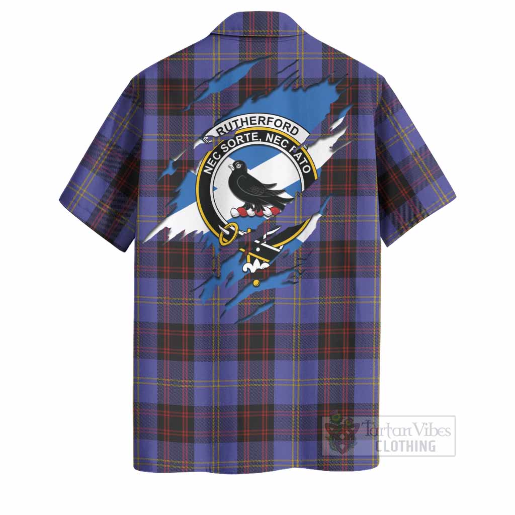 Rutherford Clan Crest In Me Tartan Hawaiian Shirt Scotland Flag Style
