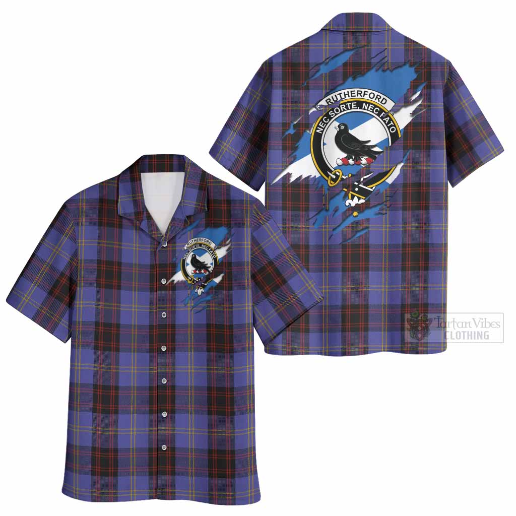 Rutherford Clan Crest In Me Tartan Hawaiian Shirt Scotland Flag Style