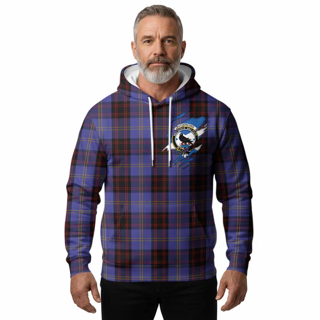 Rutherford Clan Crest In Me Tartan Hoodie Scotland Flag Style