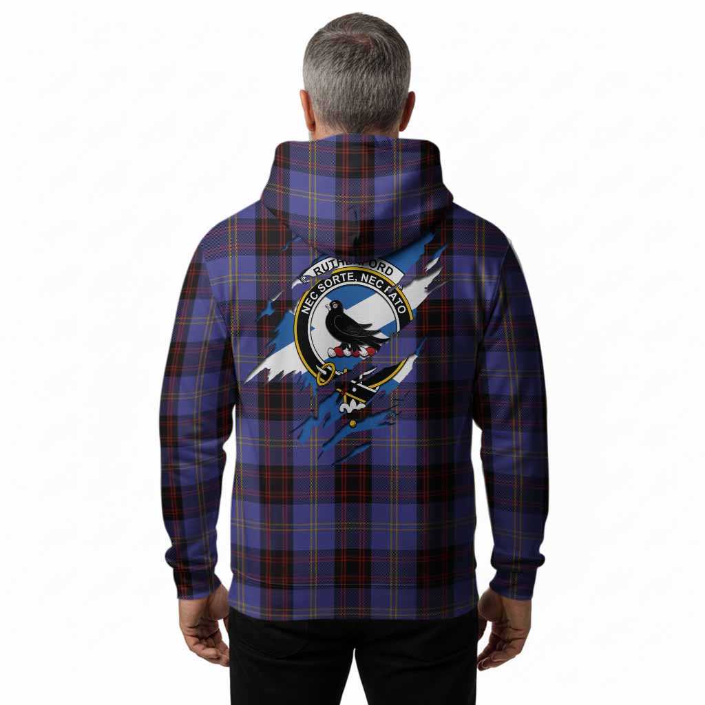 Rutherford Clan Crest In Me Tartan Hoodie Scotland Flag Style