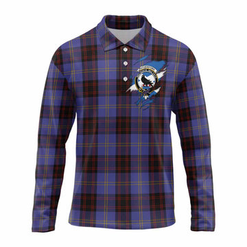 Rutherford Clan Crest In Me Tartan Long Sleeve Polo Shirt Scotland Flag Style