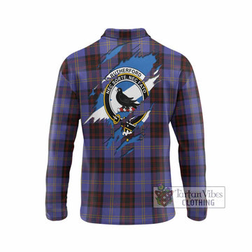 Rutherford Clan Crest In Me Tartan Long Sleeve Polo Shirt Scotland Flag Style