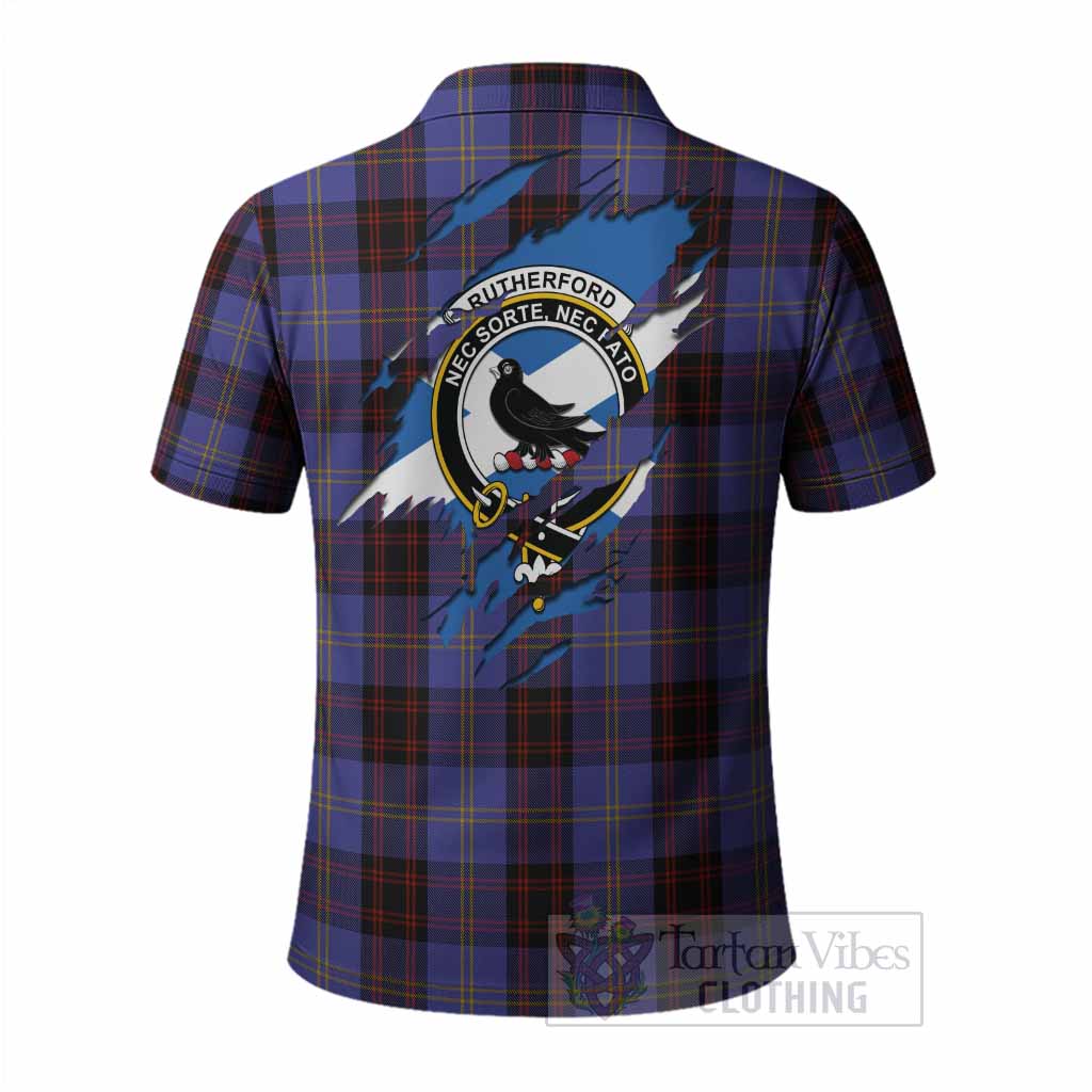 Rutherford Clan Crest In Me Tartan Polo Shirt Scotland Flag Style