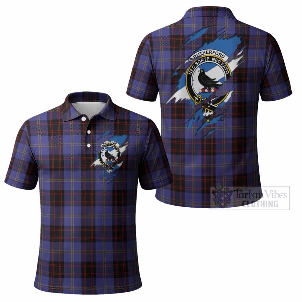 Rutherford Clan Crest In Me Tartan Polo Shirt Scotland Flag Style