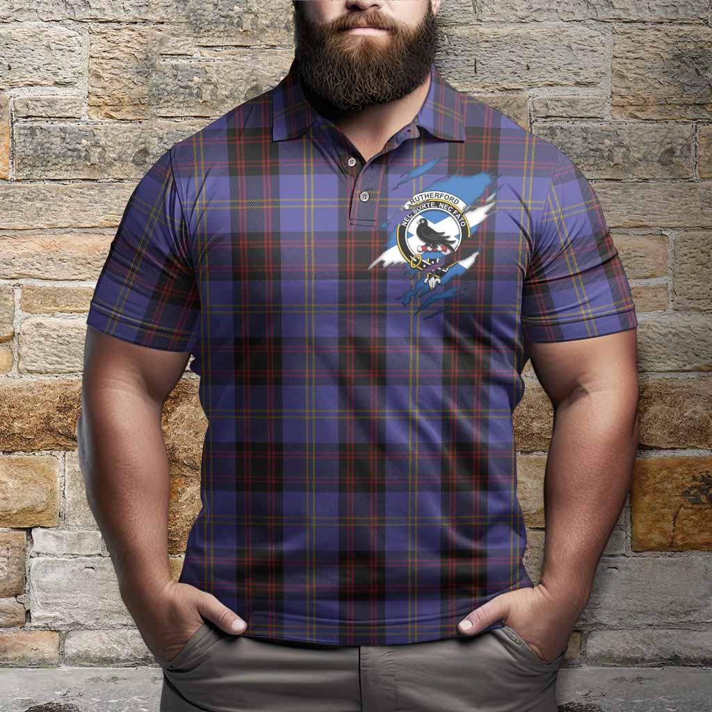 Rutherford Clan Crest In Me Tartan Polo Shirt Scotland Flag Style