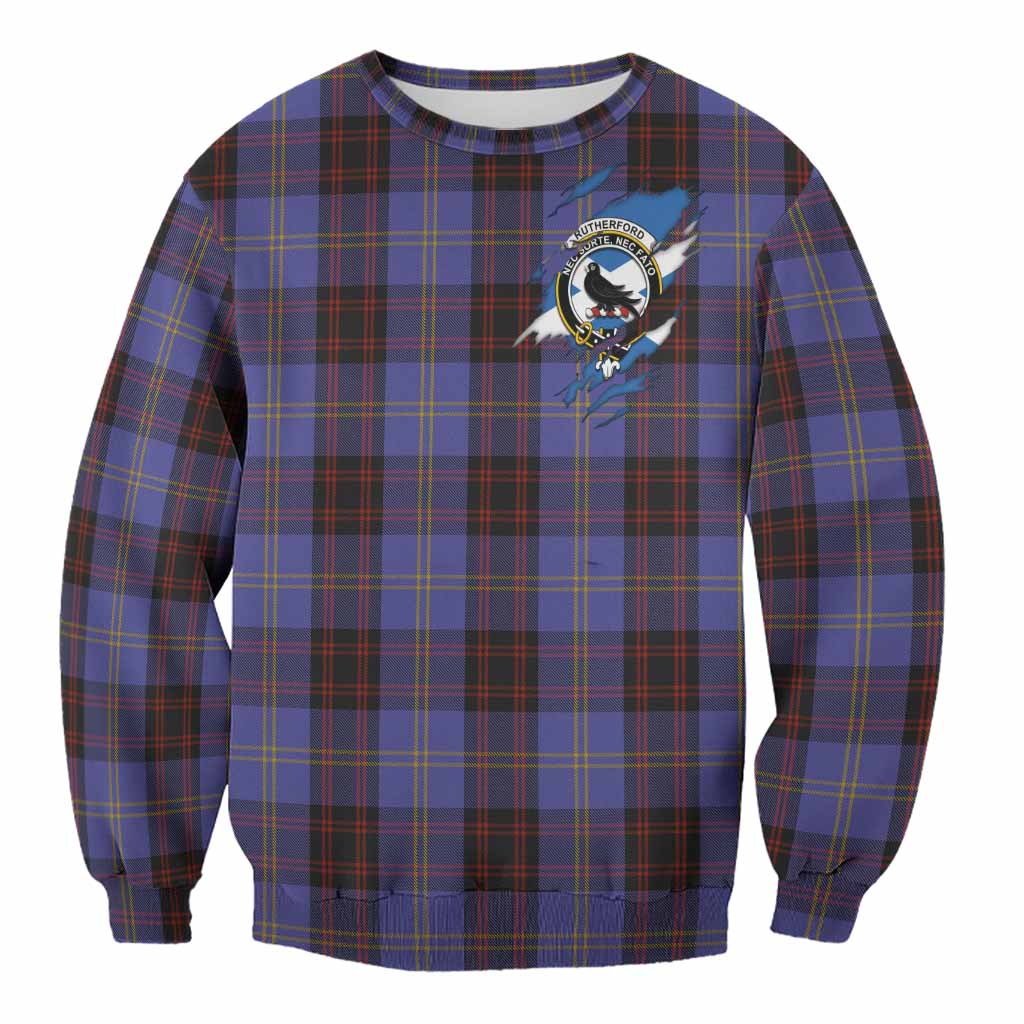 Rutherford Clan Crest In Me Tartan Sweatshirt Scotland Flag Style