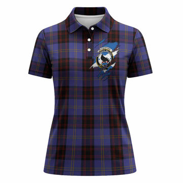 Rutherford Clan Crest In Me Tartan Women Polo Shirt Scotland Flag Style