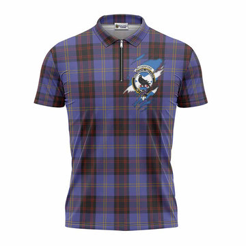 Rutherford Clan Crest In Me Tartan Zipper Polo Shirt Scotland Flag Style