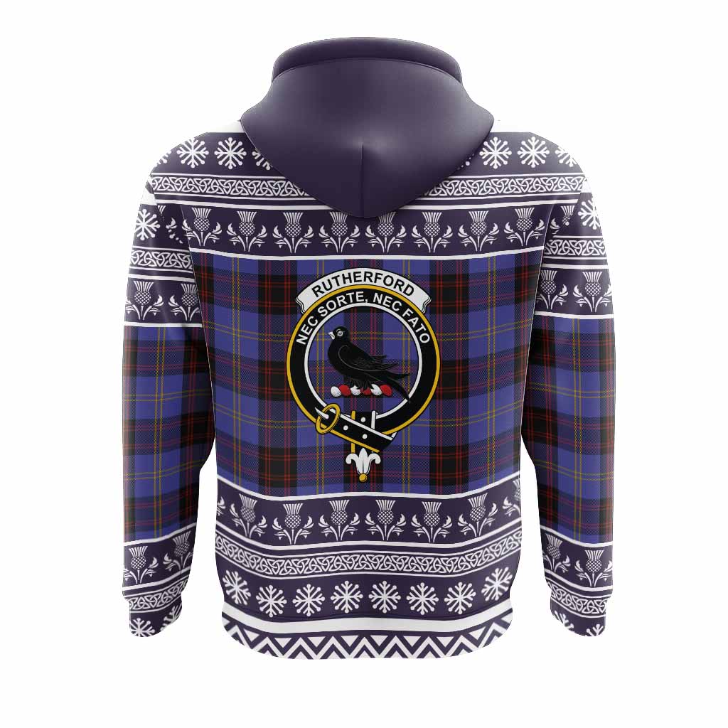 Rutherford Clan Tartan Christmas Hoodie with Family Crest - Tartan Vibes Clothing