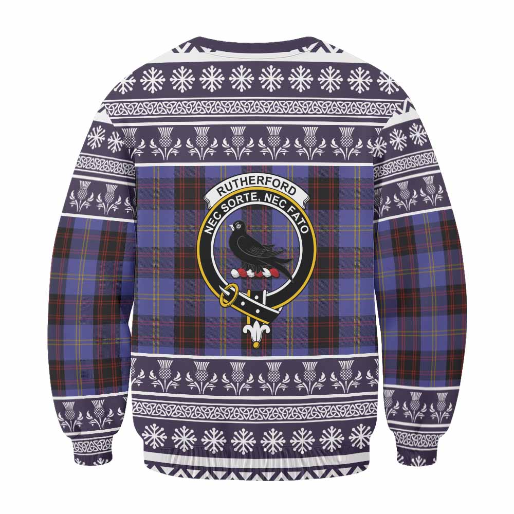 Rutherford Clan Tartan Christmas Sweatshirt with Family Crest - Tartan Vibes Clothing