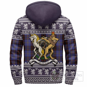 Rutherford Clan Tartan Crest Christmas Fleece Hoodie Coat of Arms Funny Style