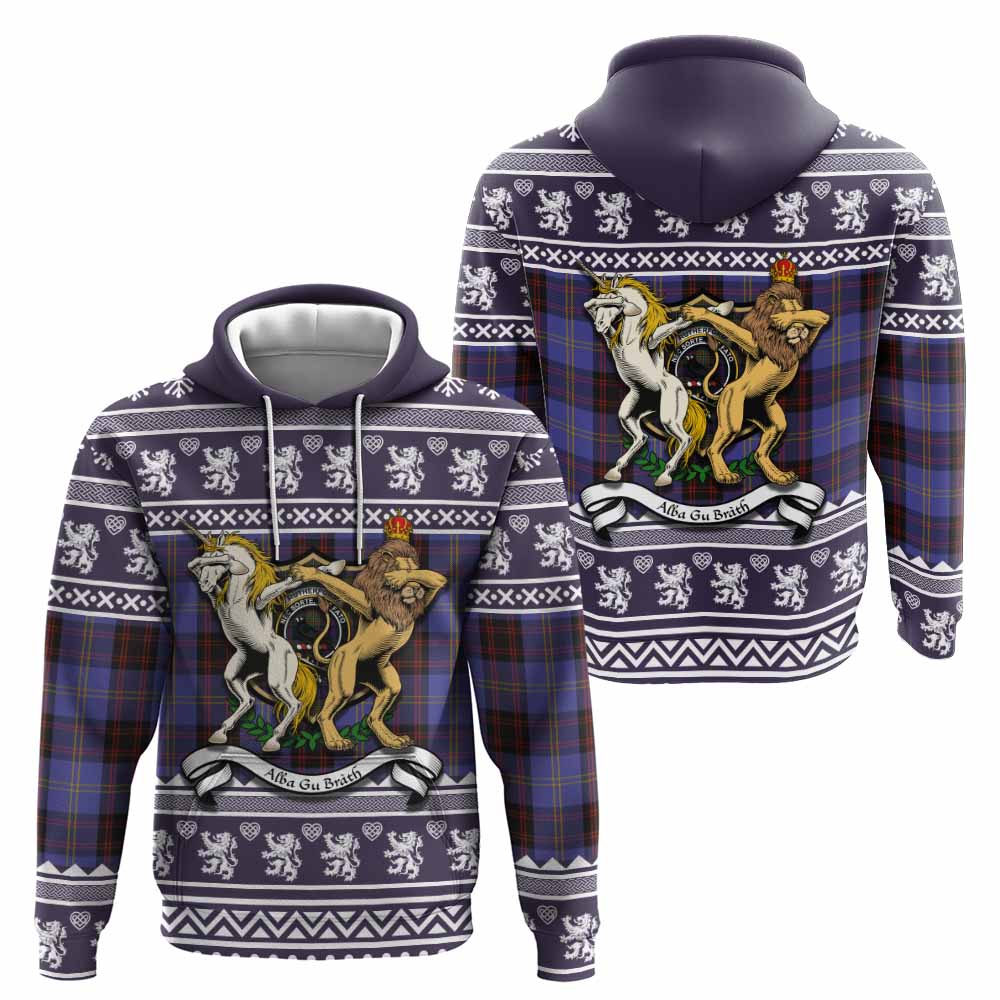 Rutherford Clan Tartan Crest Christmas Hoodie Coat of Arms Funny Style - Tartan Vibes Clothing