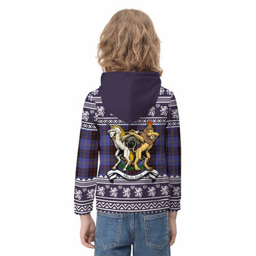 Rutherford Clan Tartan Crest Christmas Kid Hoodie Coat of Arms Funny Style