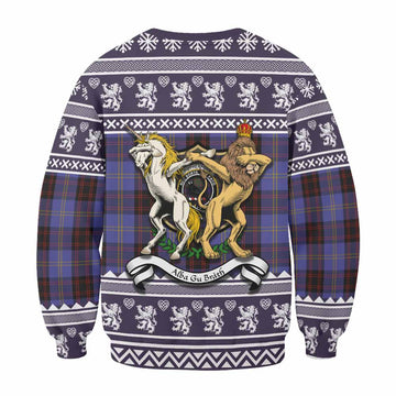 Rutherford Clan Tartan Crest Christmas Sweatshirt Coat of Arms Funny Style