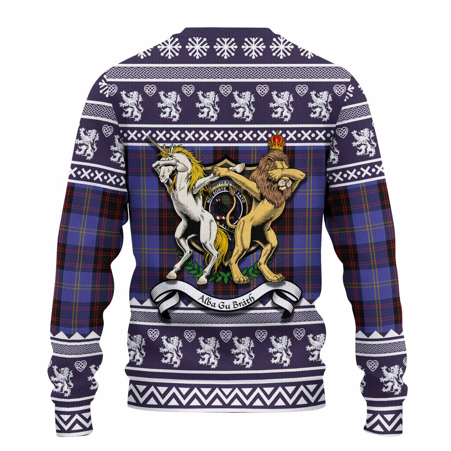 Rutherford Clan Tartan Crest Christmas Ugly Sweater Coat of Arms Funny Style - Tartan Vibes Clothing