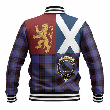 Rutherford Crest Tartan Baseball Jacket with Lion Rampant Saltire Style