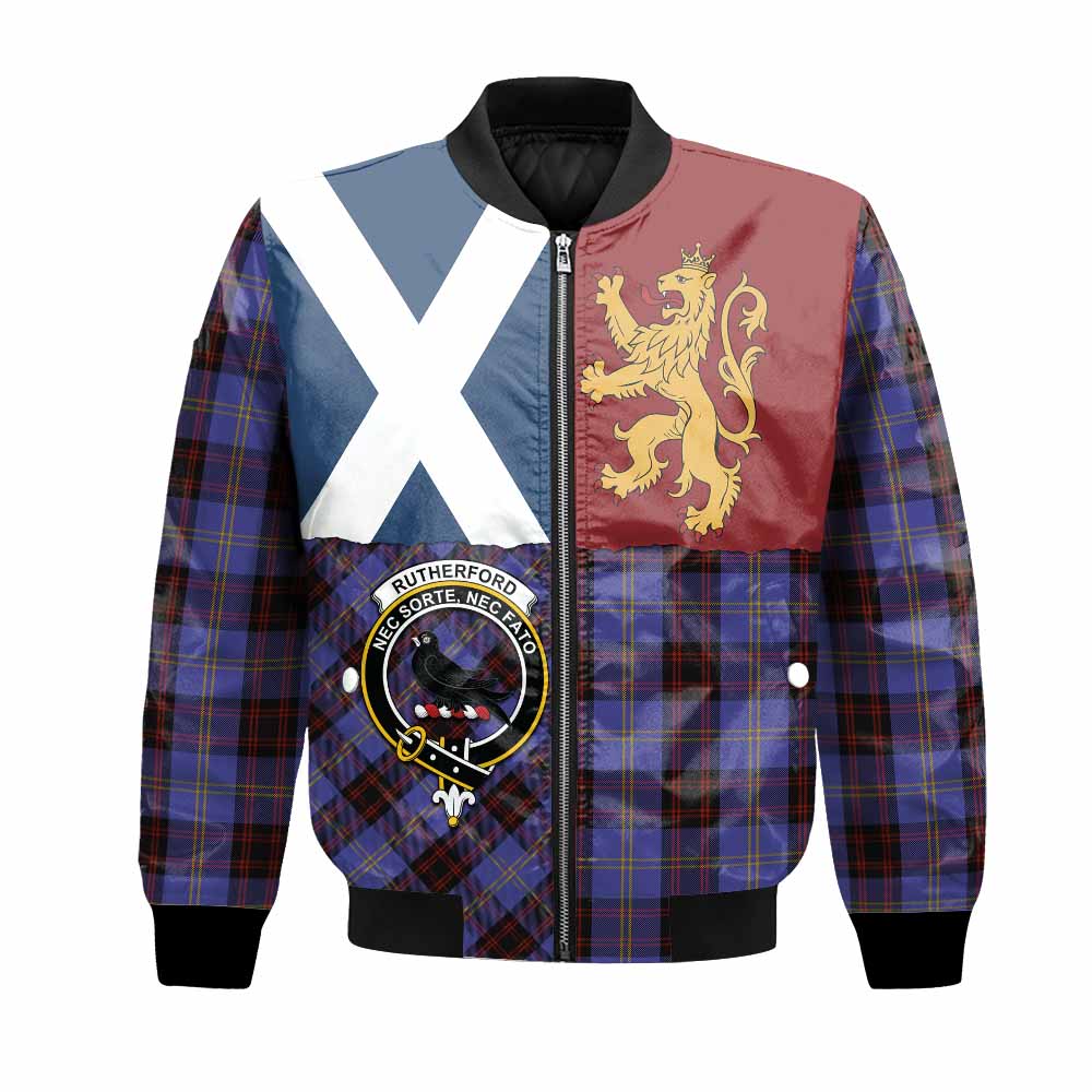 Rutherford Crest Tartan Bomber Jacket with Lion Rampant Saltire Style