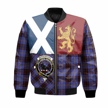 Rutherford Crest Tartan Bomber Jacket with Lion Rampant Saltire Style