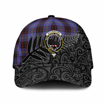 Rutherford Crest Tartan Classic Cap with New Zealand Silver Fern Half Style