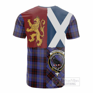 Rutherford Crest Tartan Cotton T-shirt with Lion Rampant Saltire Style