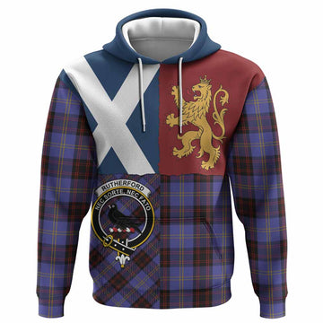 Rutherford Crest Tartan Hoodie with Lion Rampant Saltire Style