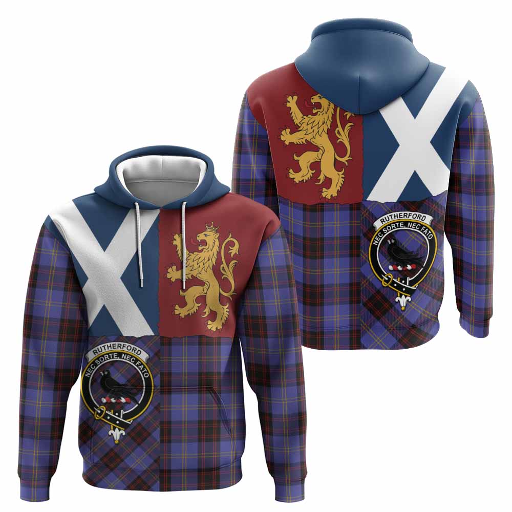 Rutherford Crest Tartan Hoodie with Lion Rampant Saltire Style