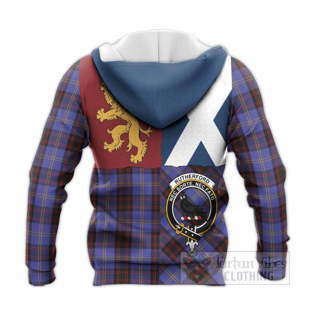 Rutherford Crest Tartan Knitted Hoodie with Lion Rampant Saltire Style